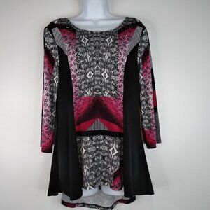 Style & Co  Multicolor Embellished Long Sleeve Tunic Top Size M